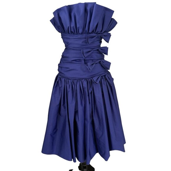 Nili Martin Dresses & Skirts - VINTAGE 80s Prom Glam Nili Martin Ruched Bow Strapless Purple Party Dress Sz XS
